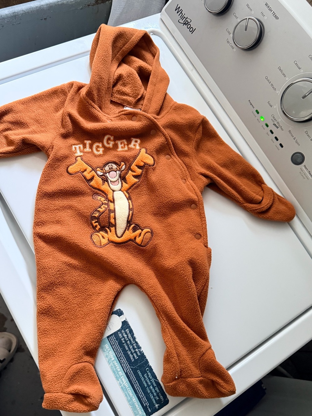 Disney Orange Tigger Hooded Infant Footie Romper